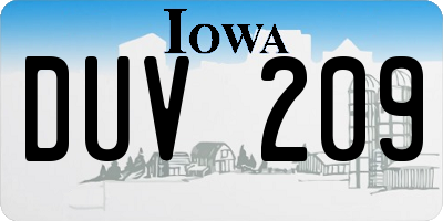 IA license plate DUV209