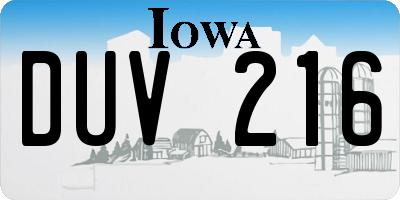 IA license plate DUV216