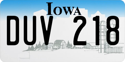 IA license plate DUV218