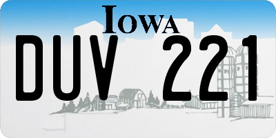 IA license plate DUV221