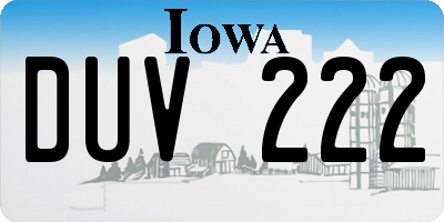 IA license plate DUV222