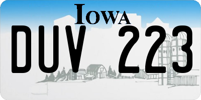 IA license plate DUV223