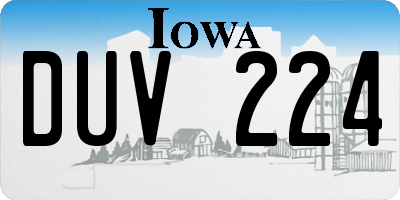 IA license plate DUV224