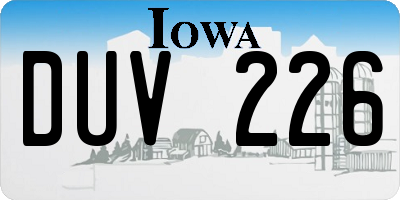 IA license plate DUV226