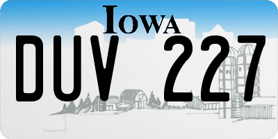 IA license plate DUV227