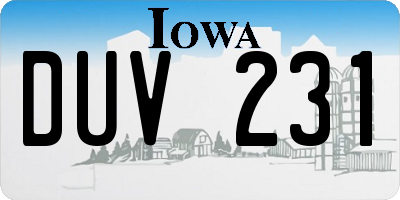 IA license plate DUV231
