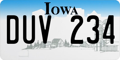 IA license plate DUV234