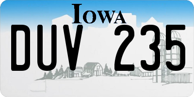 IA license plate DUV235