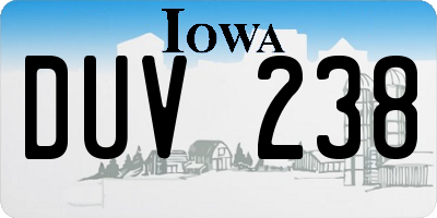 IA license plate DUV238