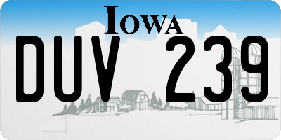 IA license plate DUV239