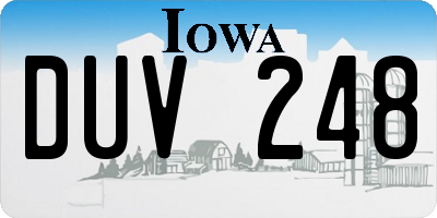 IA license plate DUV248