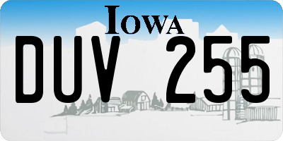 IA license plate DUV255