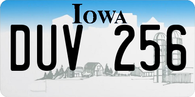 IA license plate DUV256