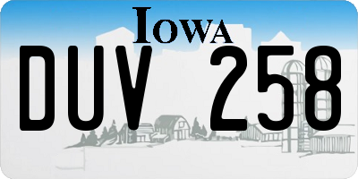 IA license plate DUV258