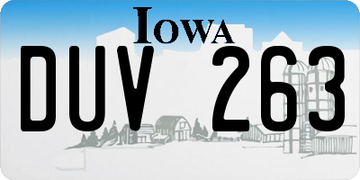 IA license plate DUV263