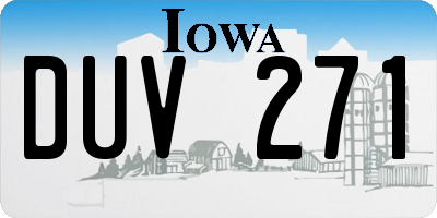 IA license plate DUV271