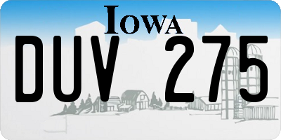 IA license plate DUV275