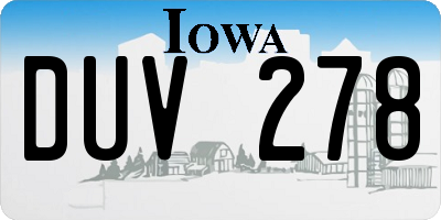 IA license plate DUV278