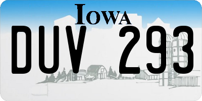 IA license plate DUV293