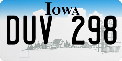IA license plate DUV298