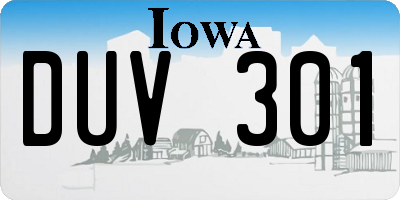 IA license plate DUV301