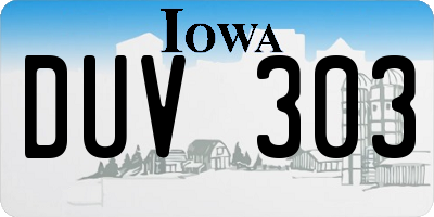 IA license plate DUV303