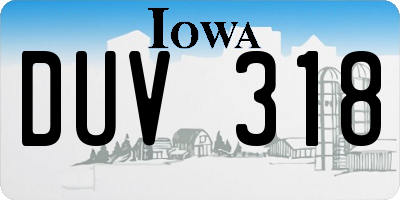 IA license plate DUV318