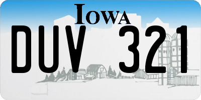 IA license plate DUV321
