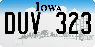 IA license plate DUV323