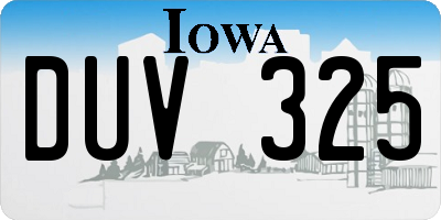 IA license plate DUV325