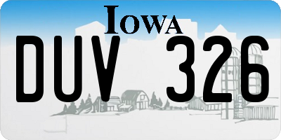 IA license plate DUV326