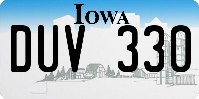 IA license plate DUV330