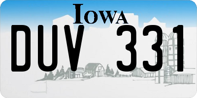 IA license plate DUV331