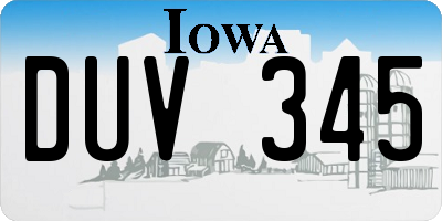 IA license plate DUV345