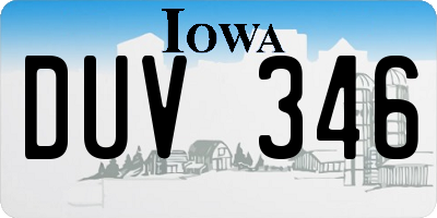 IA license plate DUV346