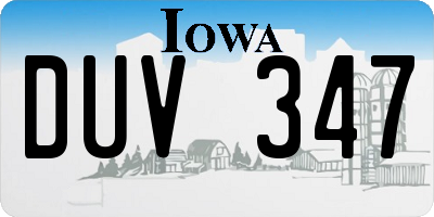 IA license plate DUV347