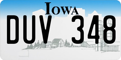 IA license plate DUV348