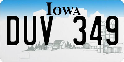 IA license plate DUV349
