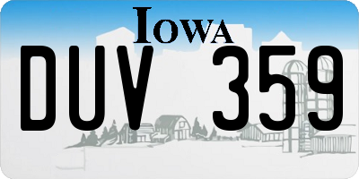 IA license plate DUV359