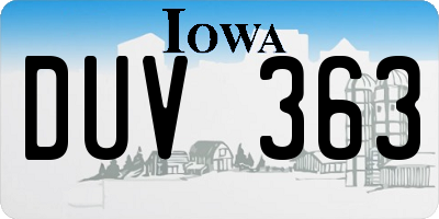 IA license plate DUV363