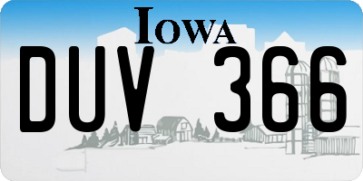 IA license plate DUV366