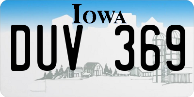 IA license plate DUV369