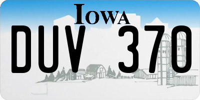 IA license plate DUV370