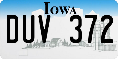 IA license plate DUV372