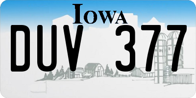 IA license plate DUV377