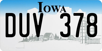 IA license plate DUV378