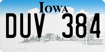 IA license plate DUV384