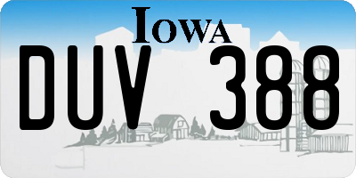 IA license plate DUV388