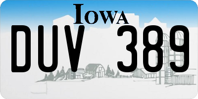 IA license plate DUV389