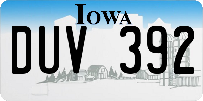 IA license plate DUV392